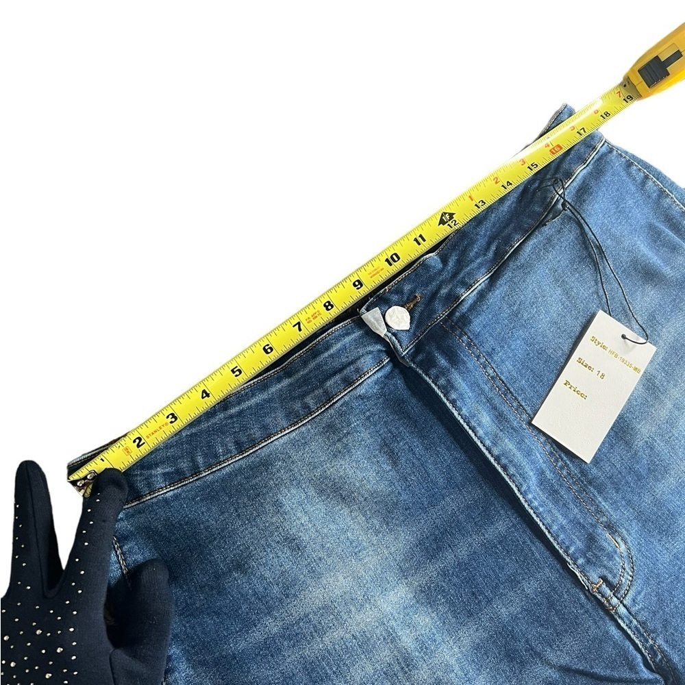 Home Folk Distressed Women's Mid Wash Blue Flare Jeans - Picture 9 of 16